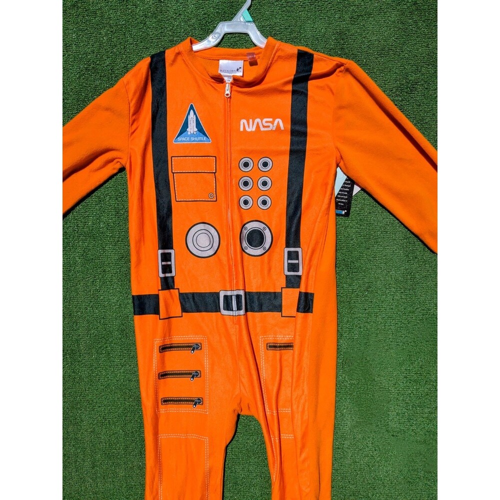 NASA Kids XL Sz 14/16 Orange Astronaut Uniform Buzz Alrin Zip-Up PJs Pajamas NWT - Picture 2 of 7